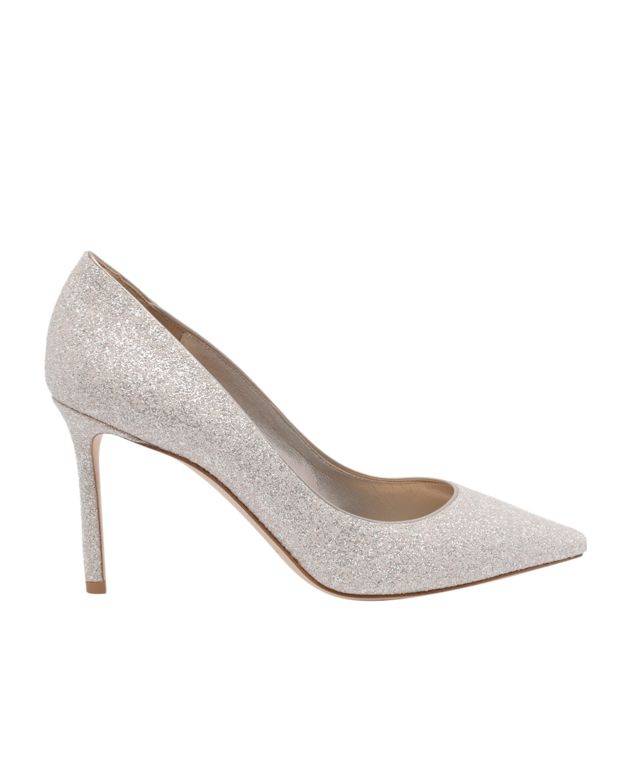 Jimmy Choo Romy 85 Glitter Pointy Toe Pumps In Silver
