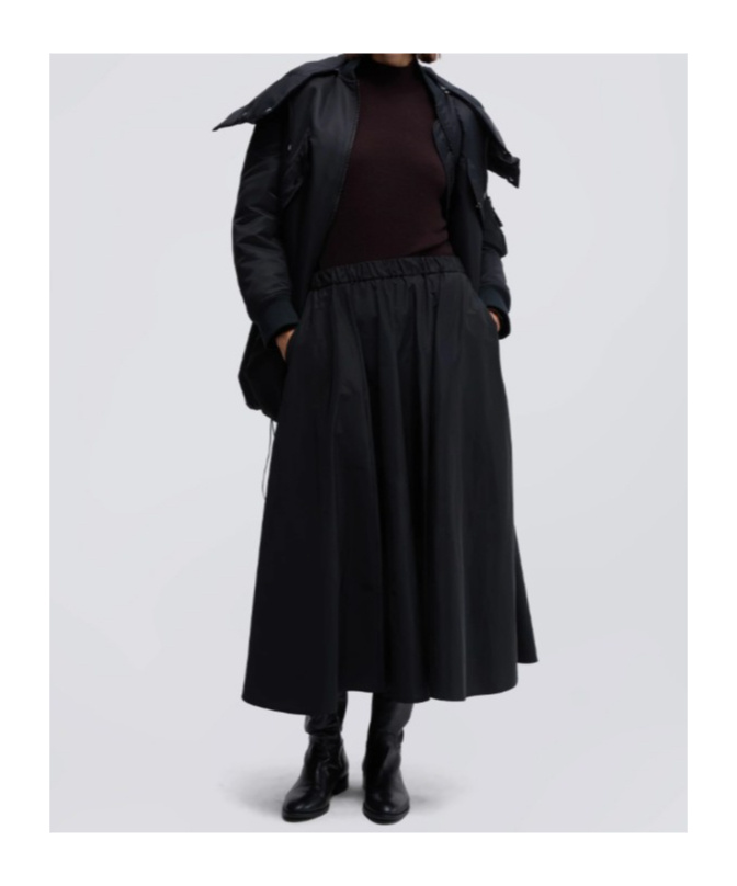 Aspesi Pleated A-line Mid-length Skirt In Black