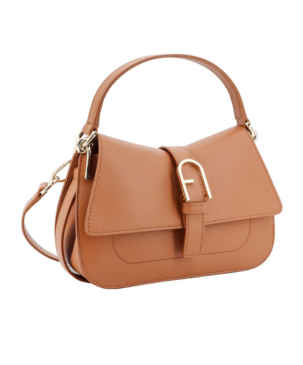 Furla Leather Handbag With Metal Arco Logo In Brown