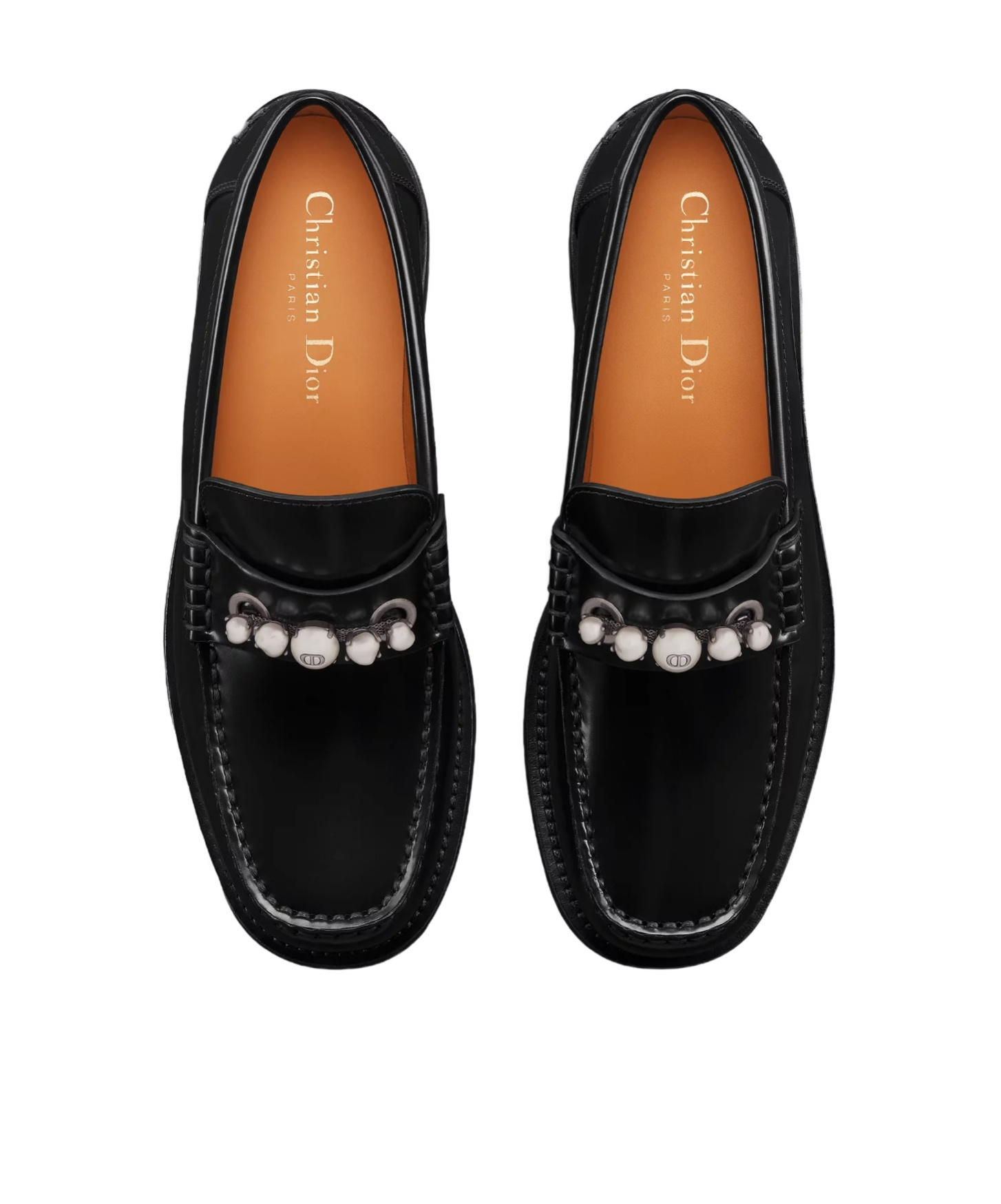 Dior Round Head Loafer Shoes In Black