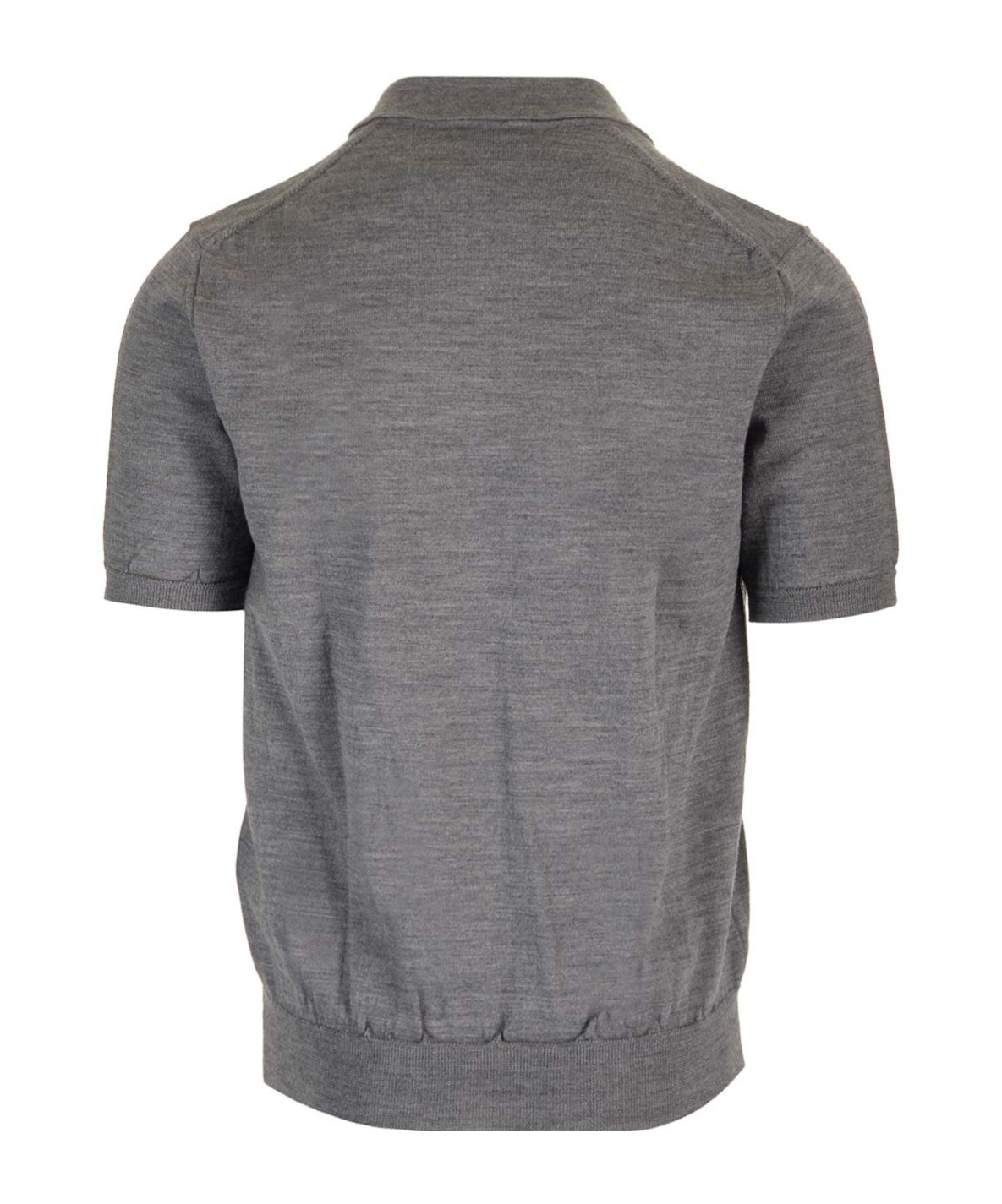 Comme Des Garçons Heart-patch Wool Polo Shirt In Gray