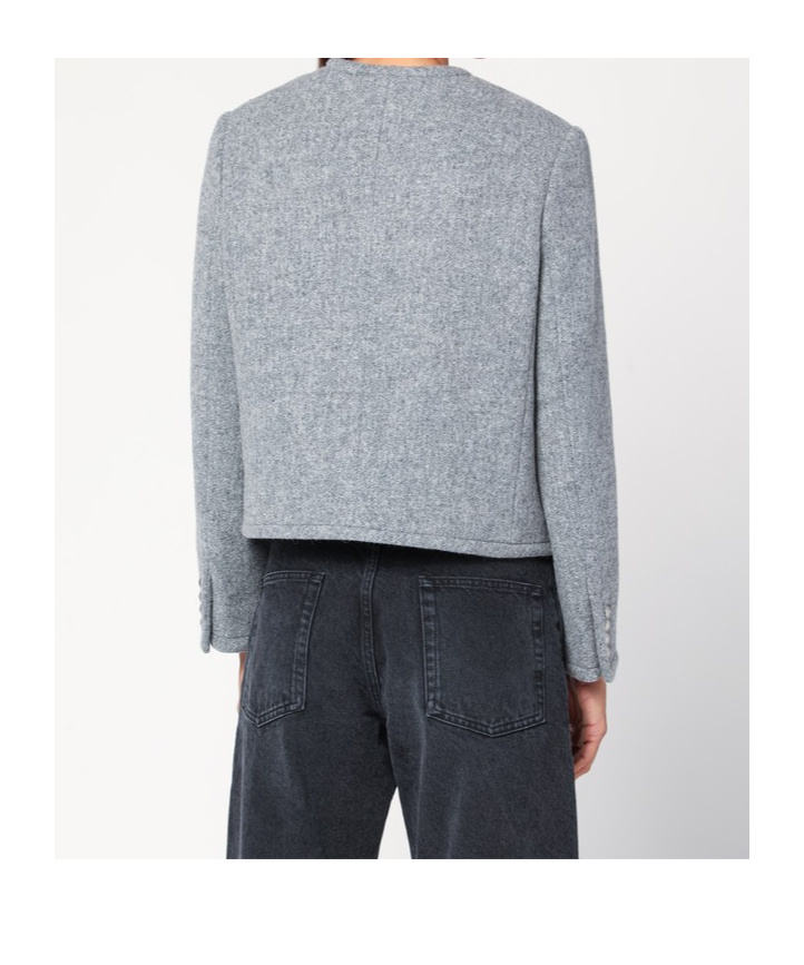 Dunst Grey Crewneck Jacket With Buttons On The Front In Gray