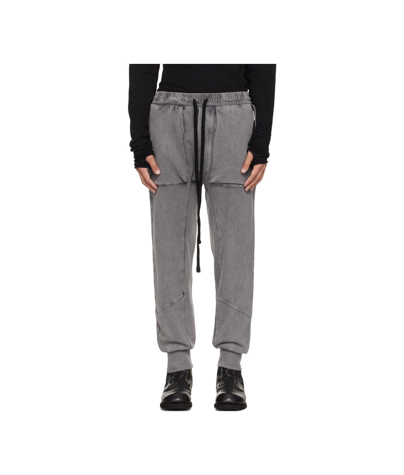 Thom Krom Rib-knit Stretch Cotton-blend Cargo Pants In Gray