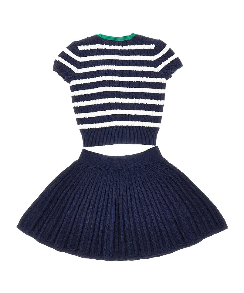 Ralph Lauren Knitted Sweater And Skirt Two-piece Set In Blue