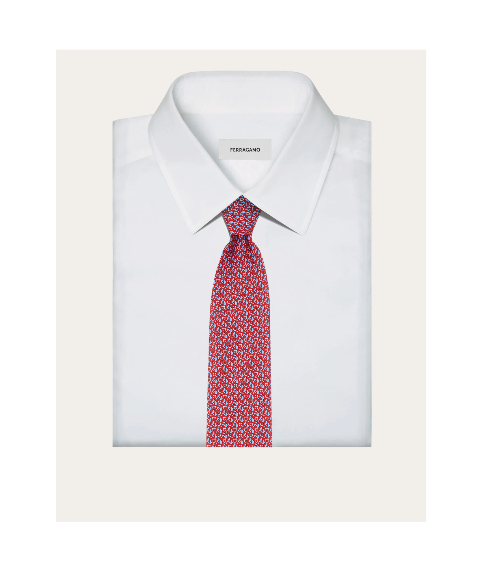 Ferragamo Varenne Equestrian Print Silk Tie In Red