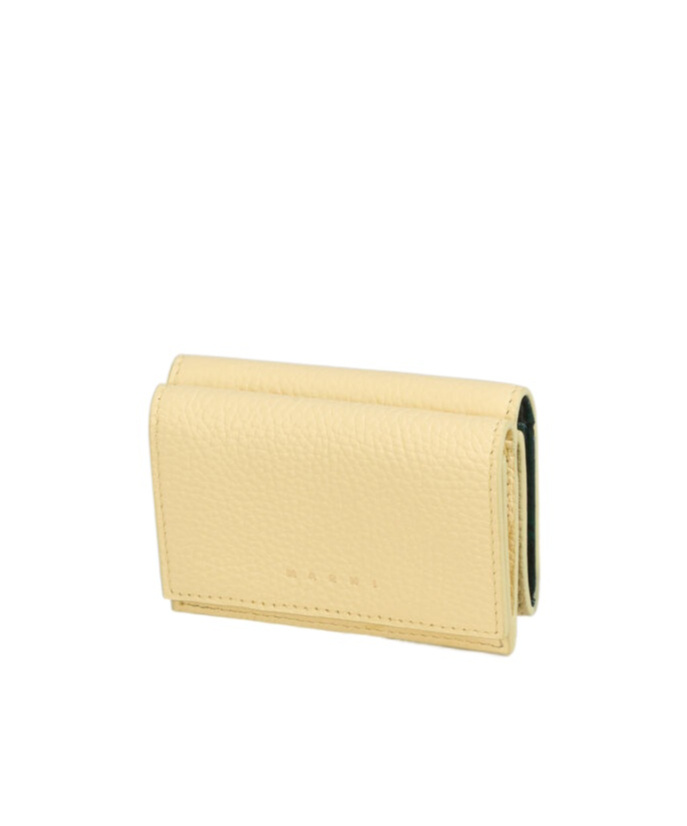 Marni Light Yellow Leather Trifold Venice Wallet With Marbled Interior In Yellow
