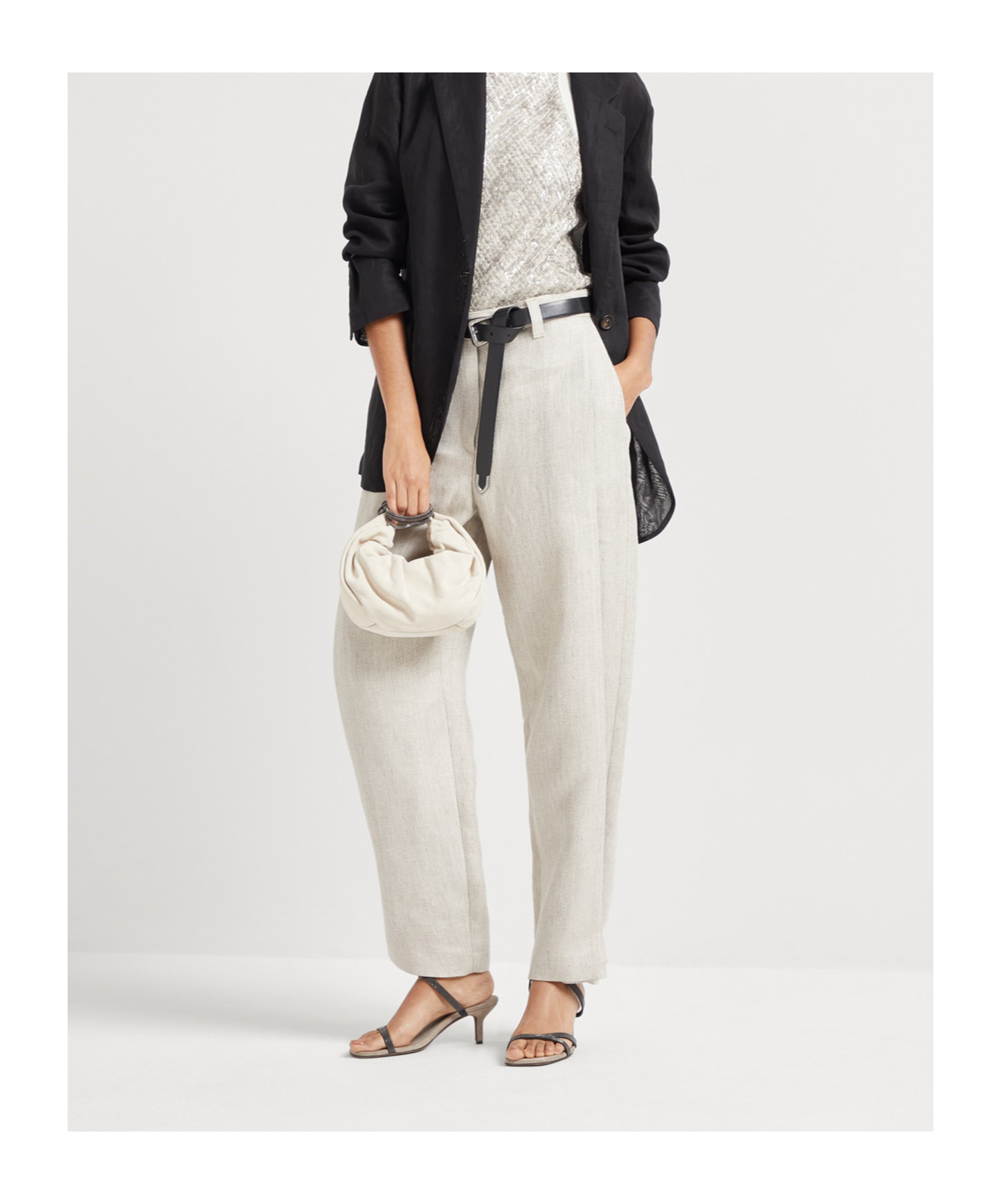 Brunello Cucinelli Linen Trousers In Nude