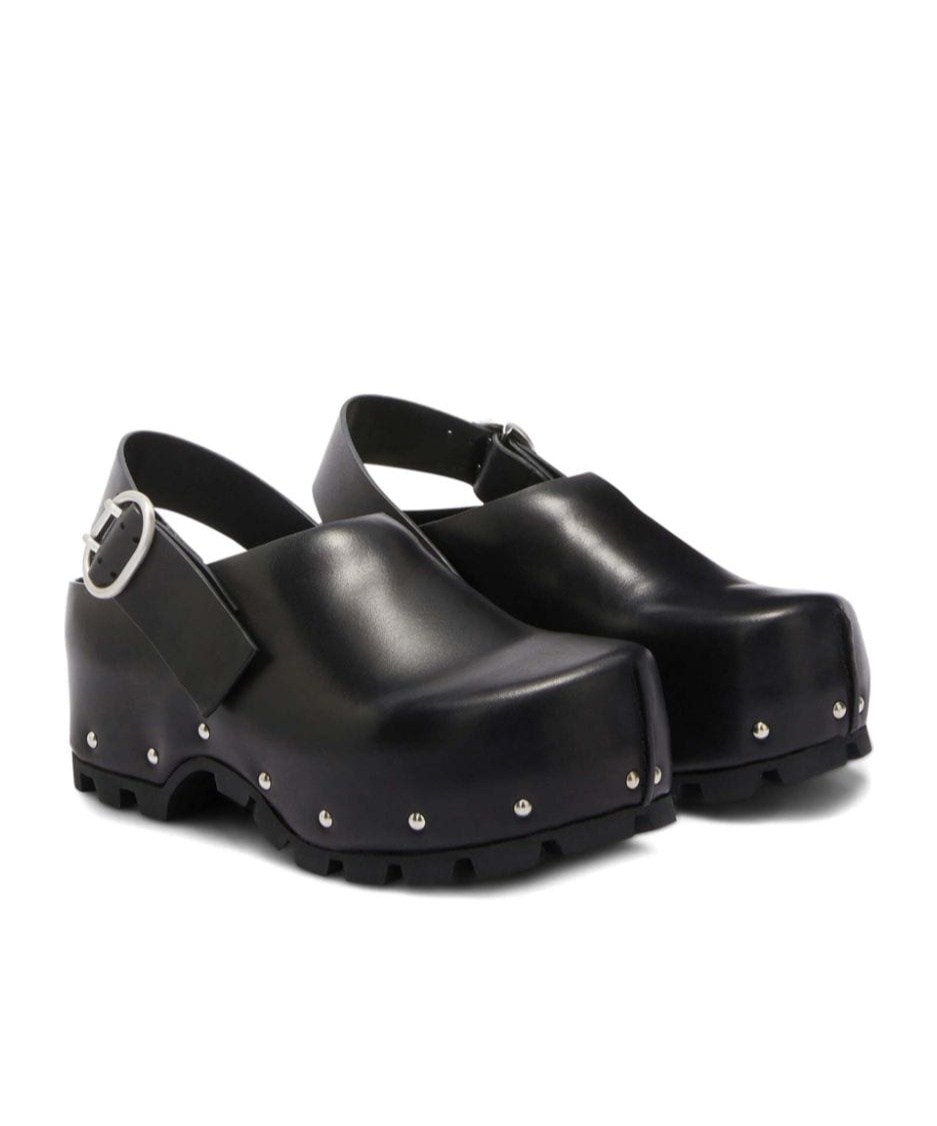 Jil Sander Stud-embellished Leather Clogs In Black