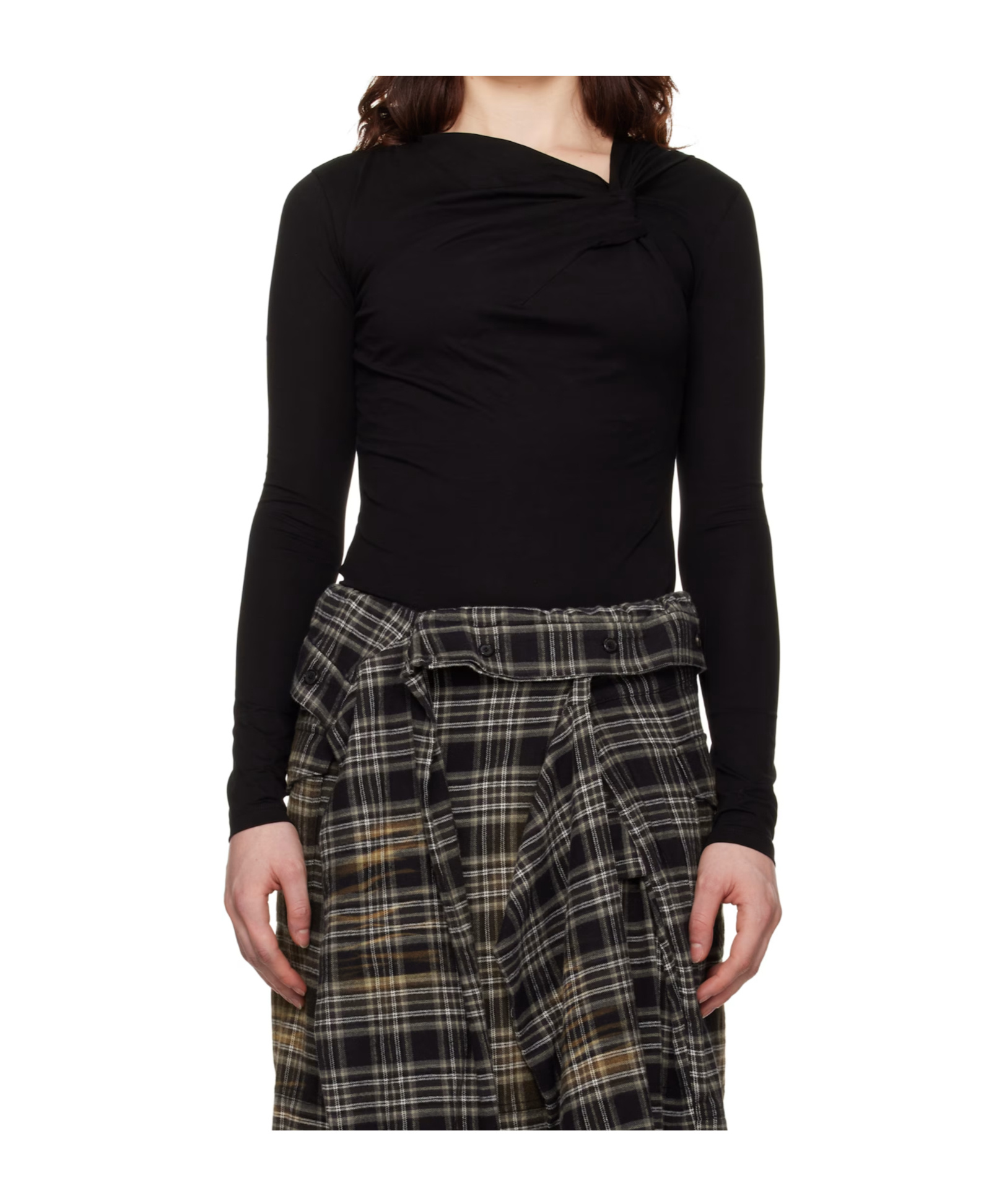 Juunj Black Twist Long Sleeve T-shirt In Black