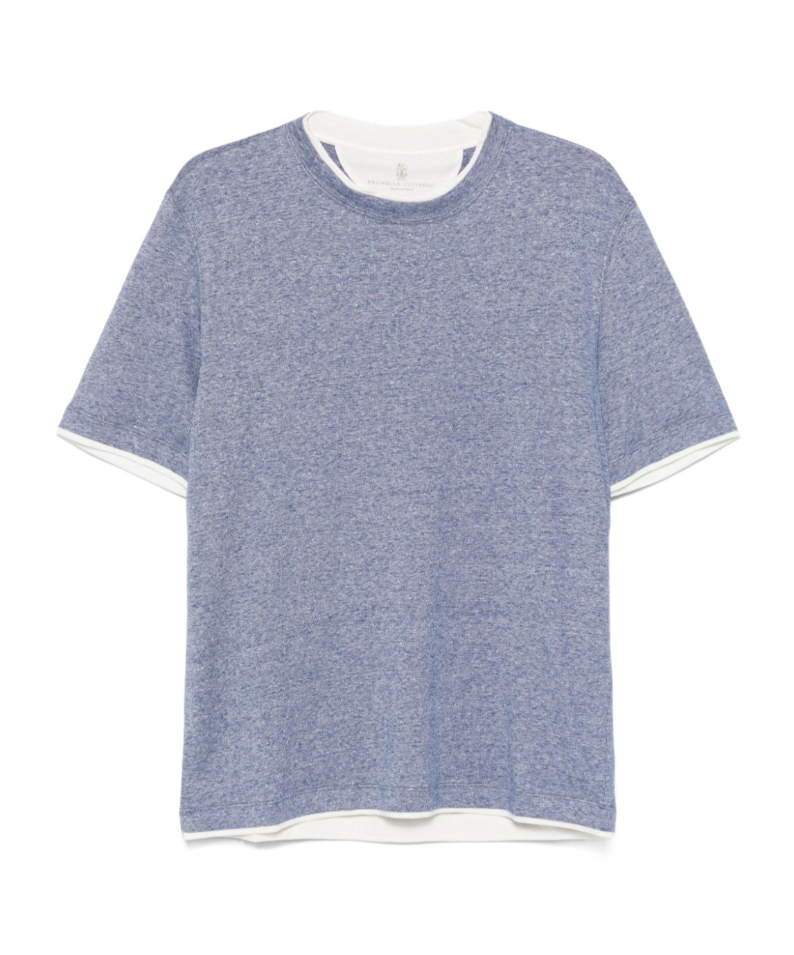 Brunello Cucinelli Men Crew-neck T-shirt With Faux-layering In Purple