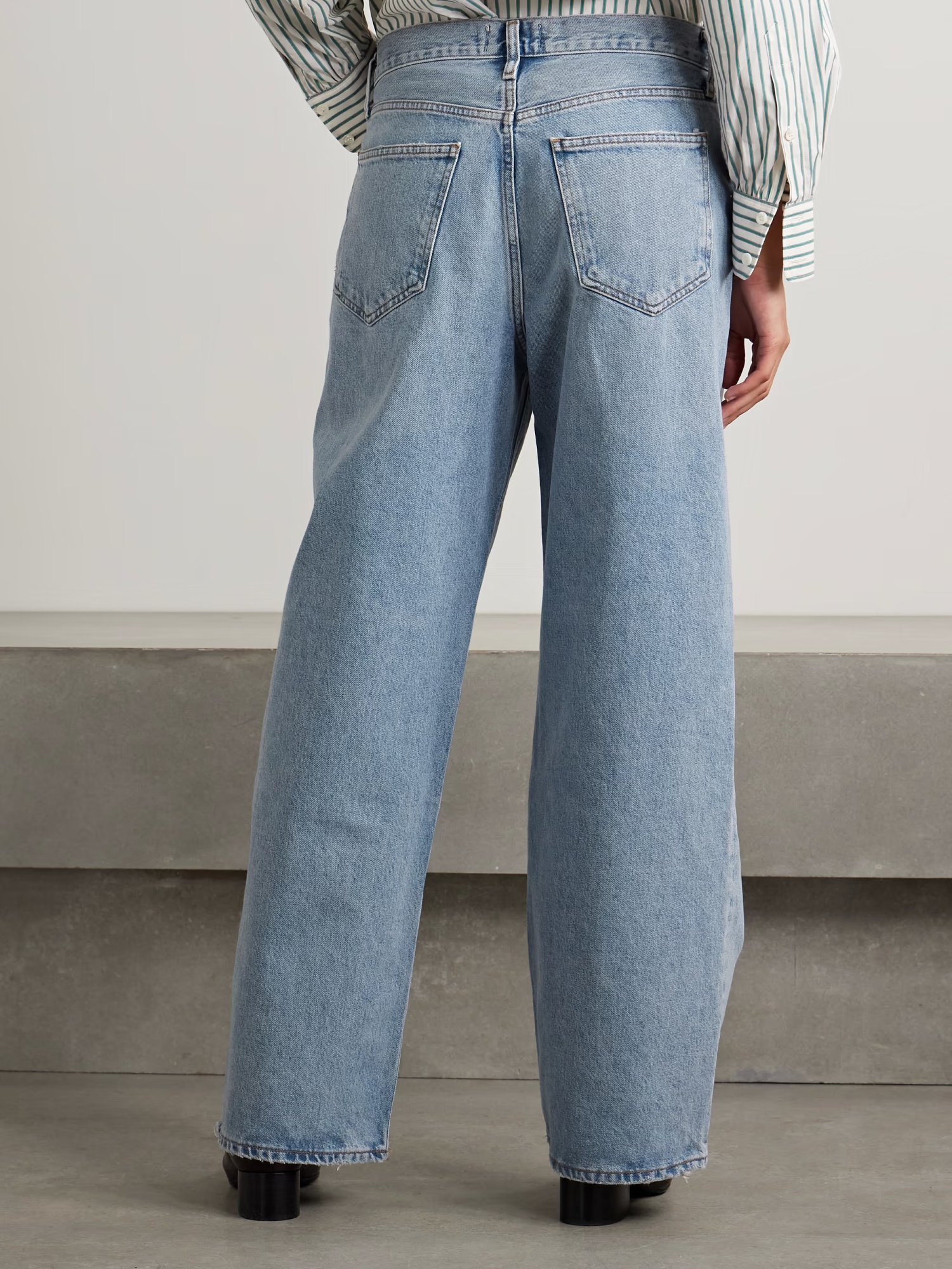 Agolde Denim Trousers With Belt Loops In Blue