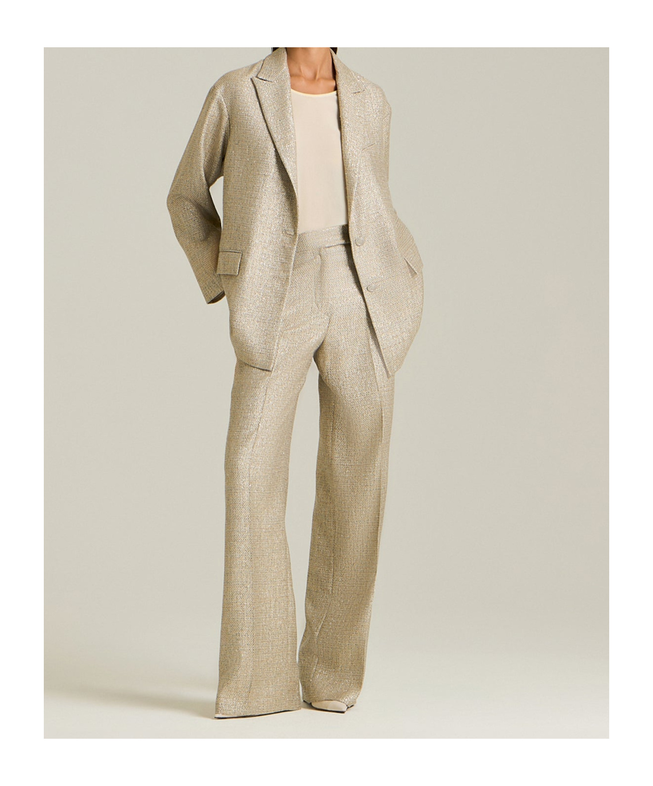 Kiton Viscose Lamé Effect Trousers In Nude