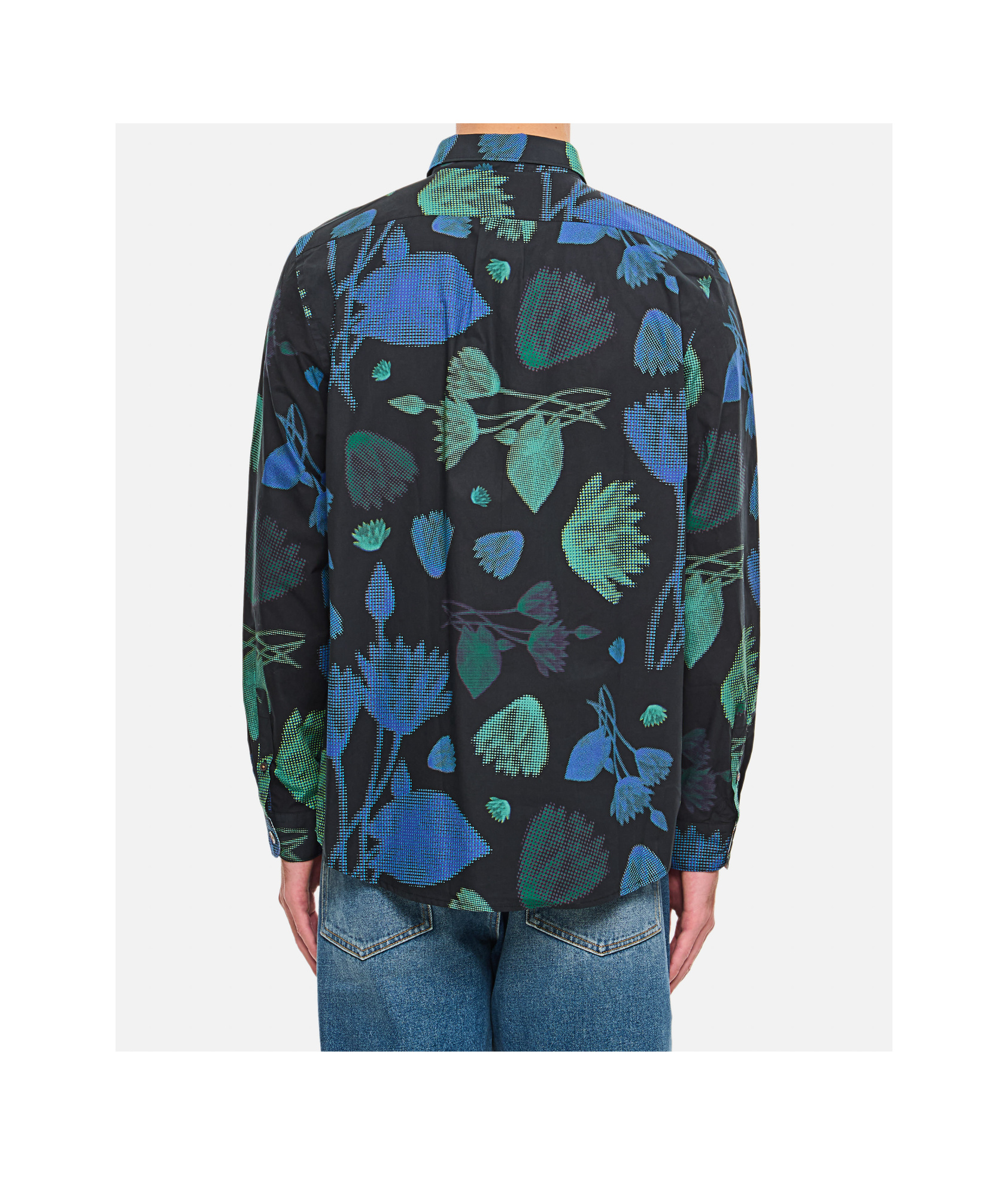 PAUL SMITH HALF-TONE-FLORAL-PRINT COTTON SHIRT