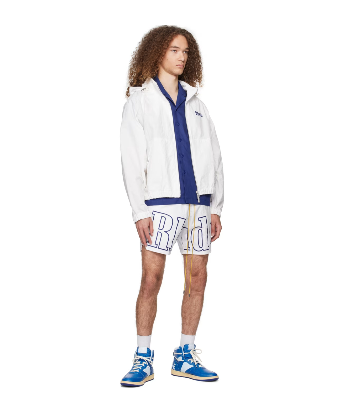 Rhude Logo-print Hooded Track Jacket In White