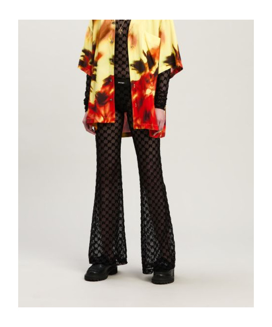 Shop Palm Angels Printed Gauze Pants In Black