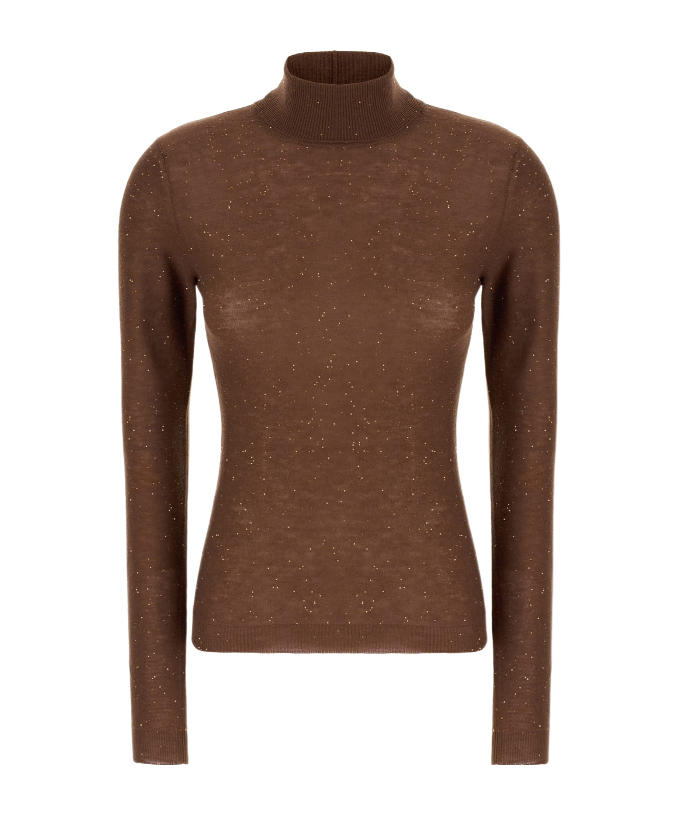 Fabiana Filippi Turtleneck Sequin-embellished Sweater In Brown