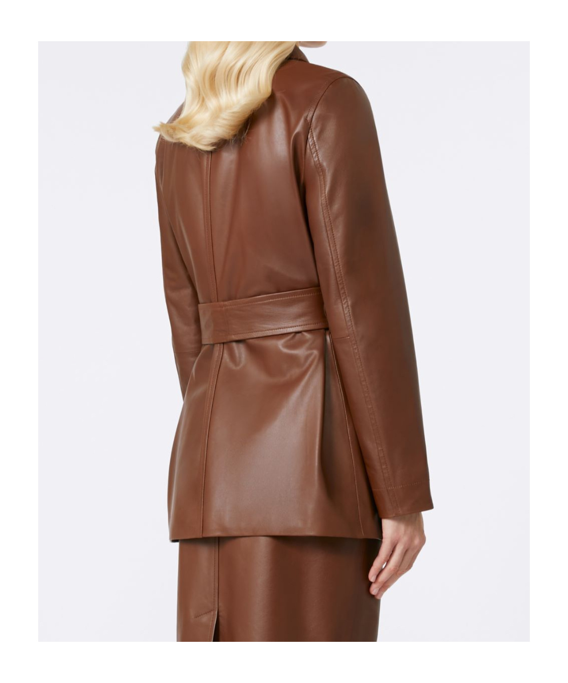 Max Mara Belted Nappa Jacket In Brown