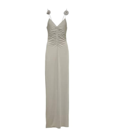 Magda Butrym Gathered Jersey Maxi Dress In Gray