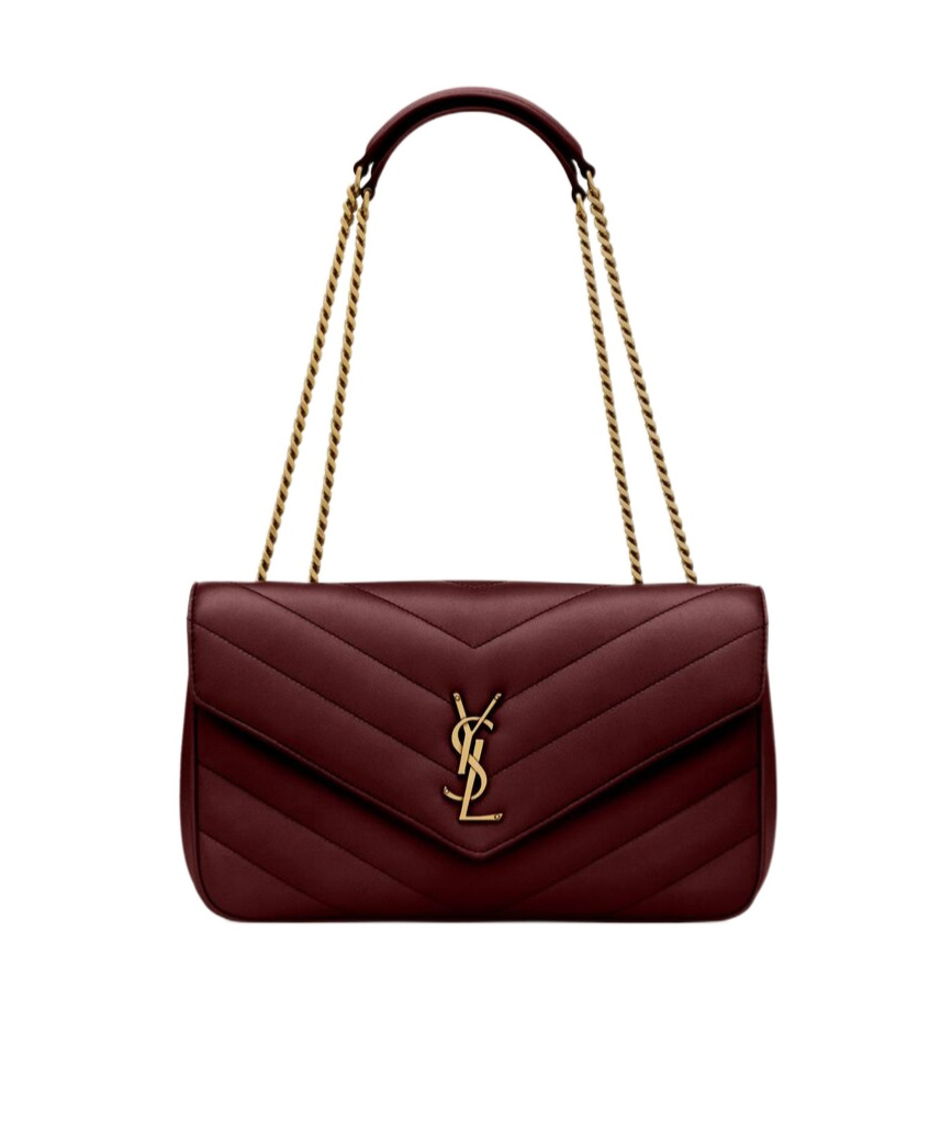 Saint Laurent Cherry Loulou Medium Shoulder Bag In Burgundy