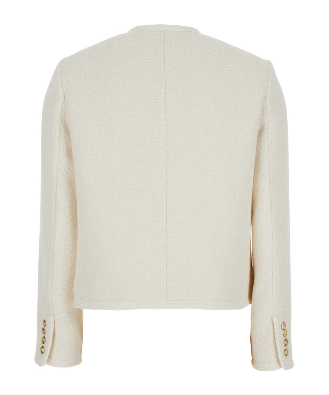 Dunst White Jacket With Round Neck And Front Jewel Button Cllosure In Cotton Blend Woman