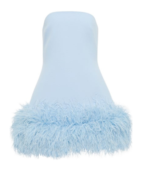 Safiyaa London Feather-trimmed Crepe Minidress In Blue