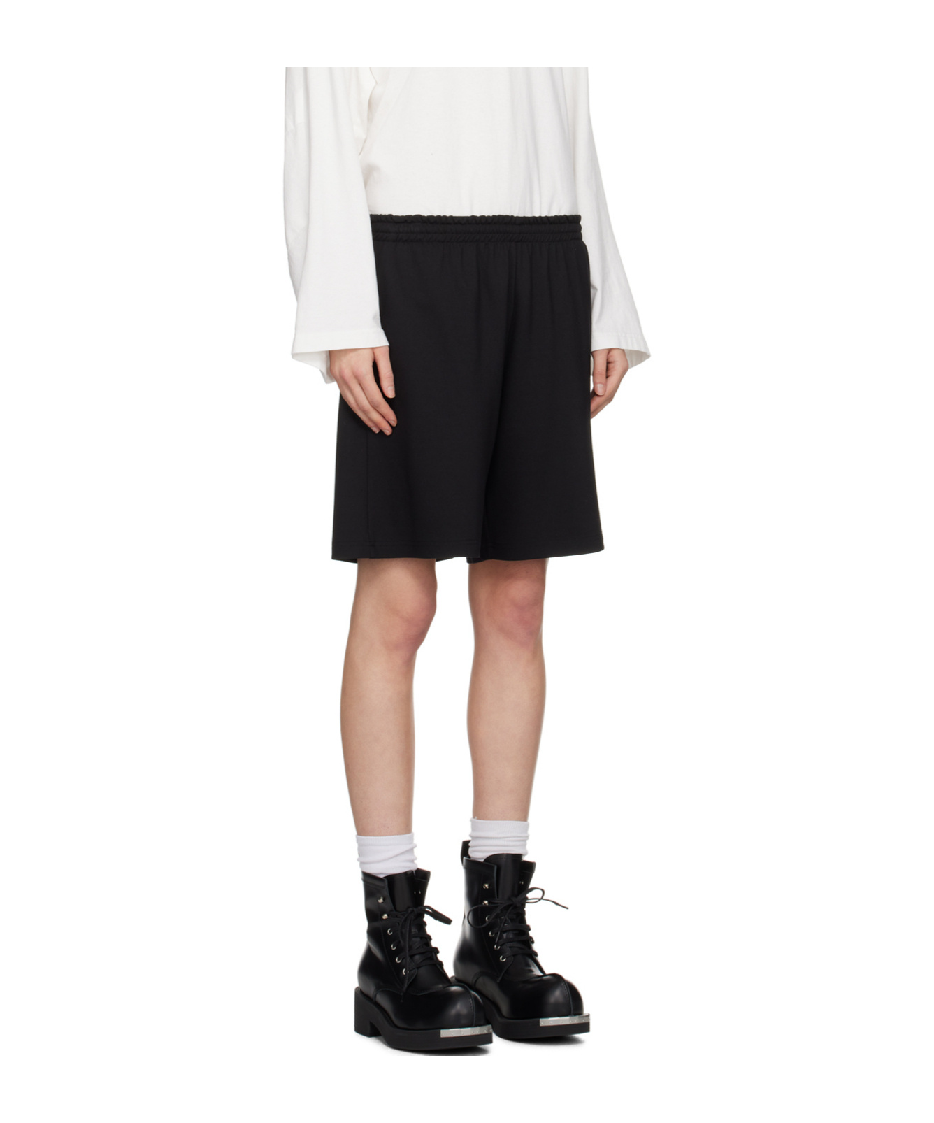 Shop Mm6 Maison Margiela Plain Knitted Pleated Shorts In Black