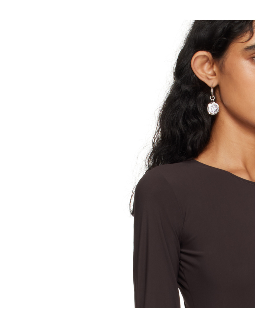 Mm6 Maison Margiela Pendant-embellished Hoop Earrings In Metallic