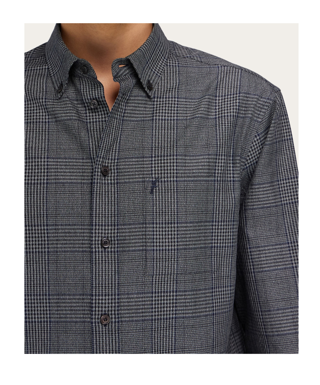 Ferragamo Checked Embroidered Shirt In Gray