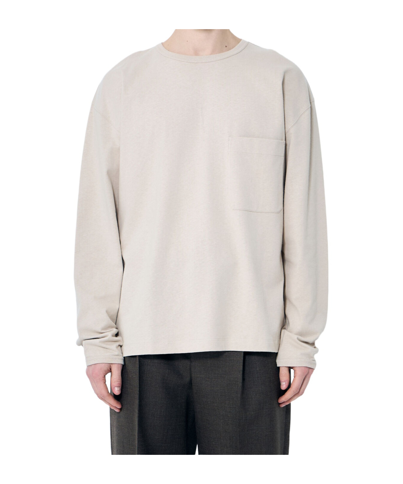 Lemaire Long Sleeved Crewneck T-shirt In White