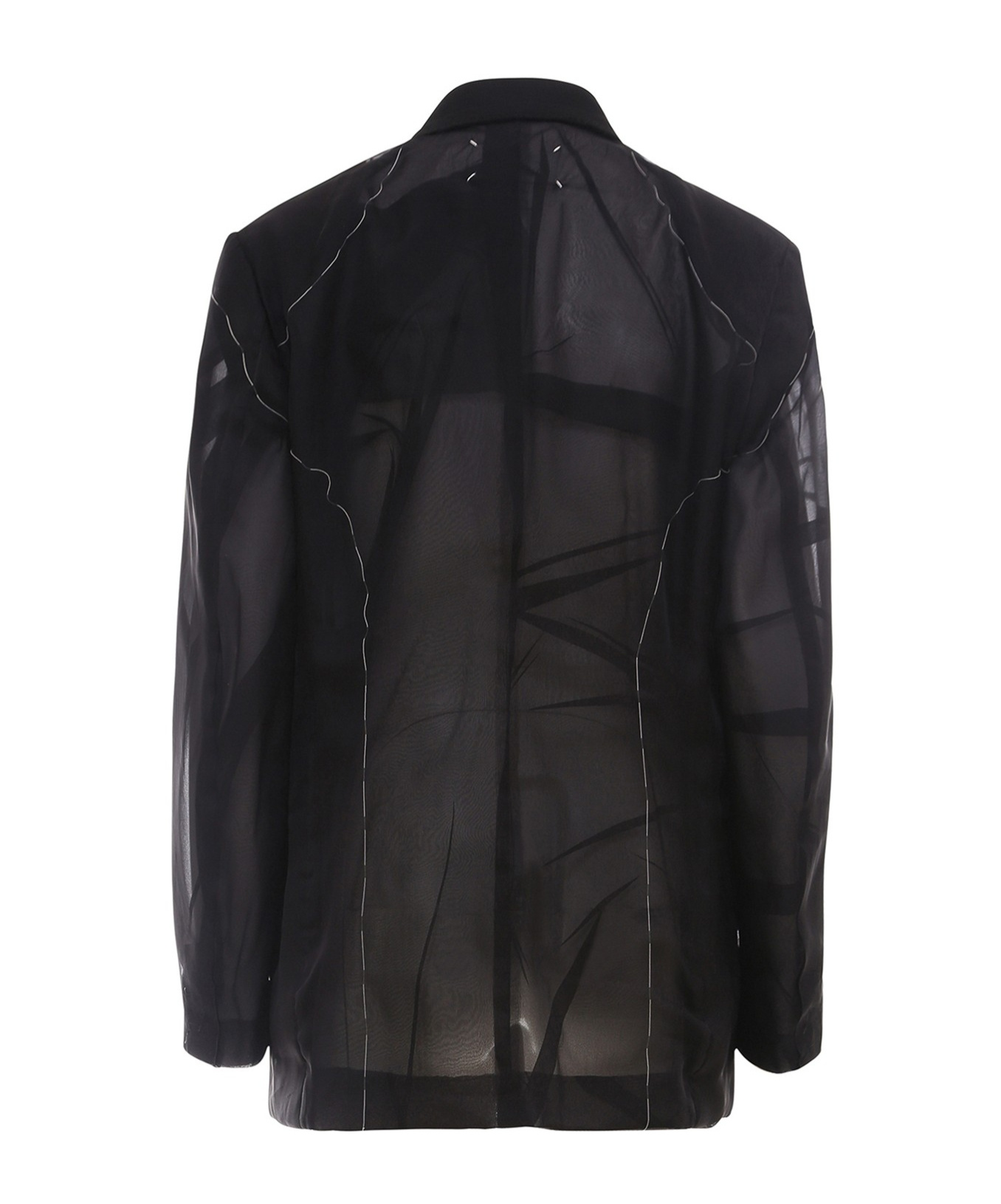Maison Margiela Sheer-panel Single-breasted Jacket In Black