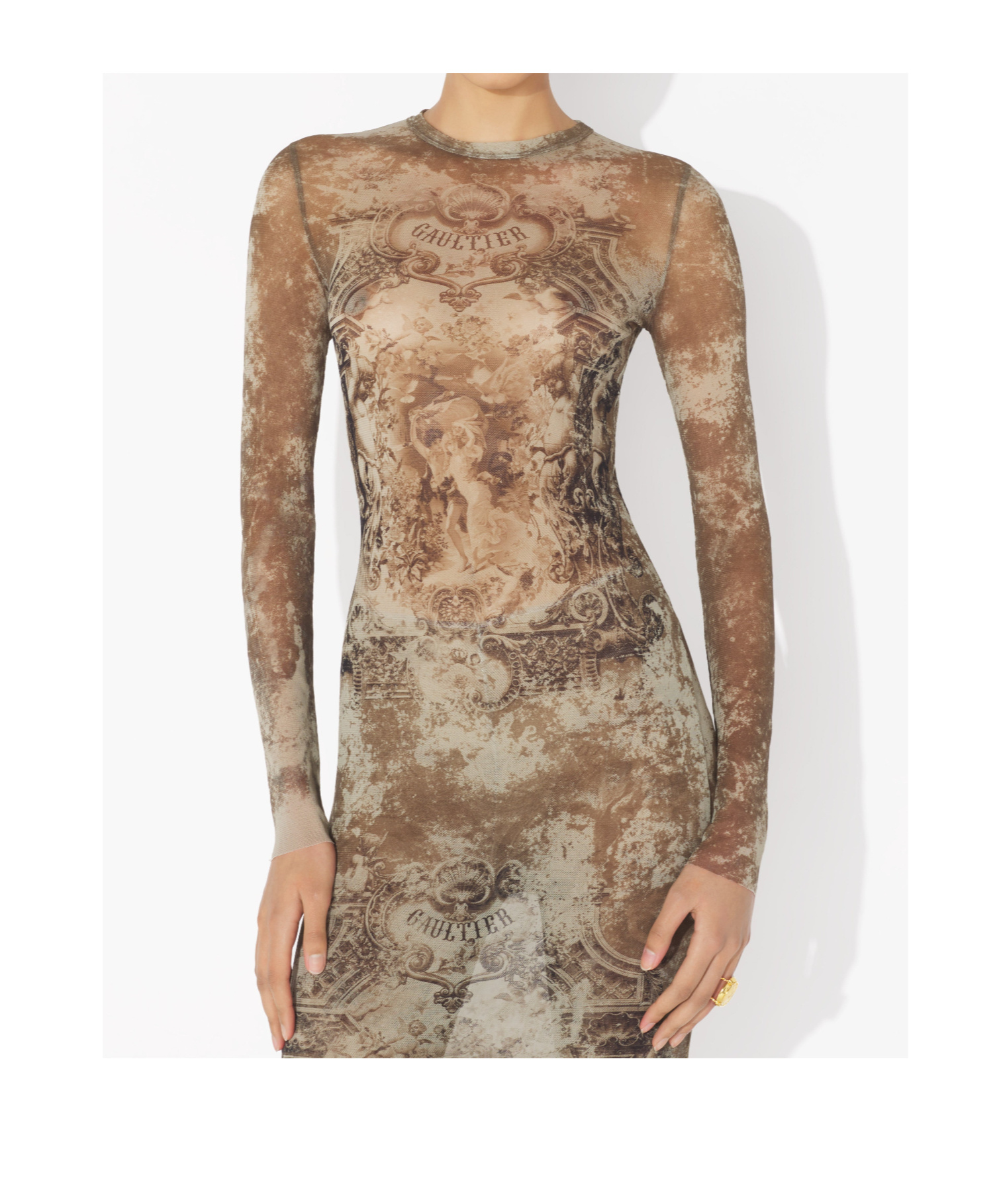 Jean Paul Gaultier The Long Beige Médaillon Dress In Brown