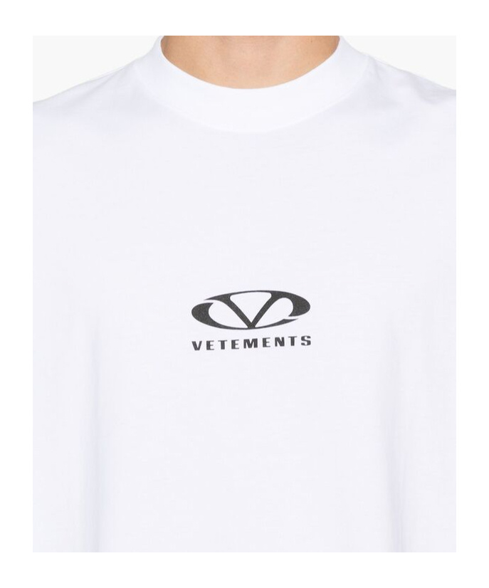 Vetements Short Sleeves Unisex Cotton Blend T-shirt In White