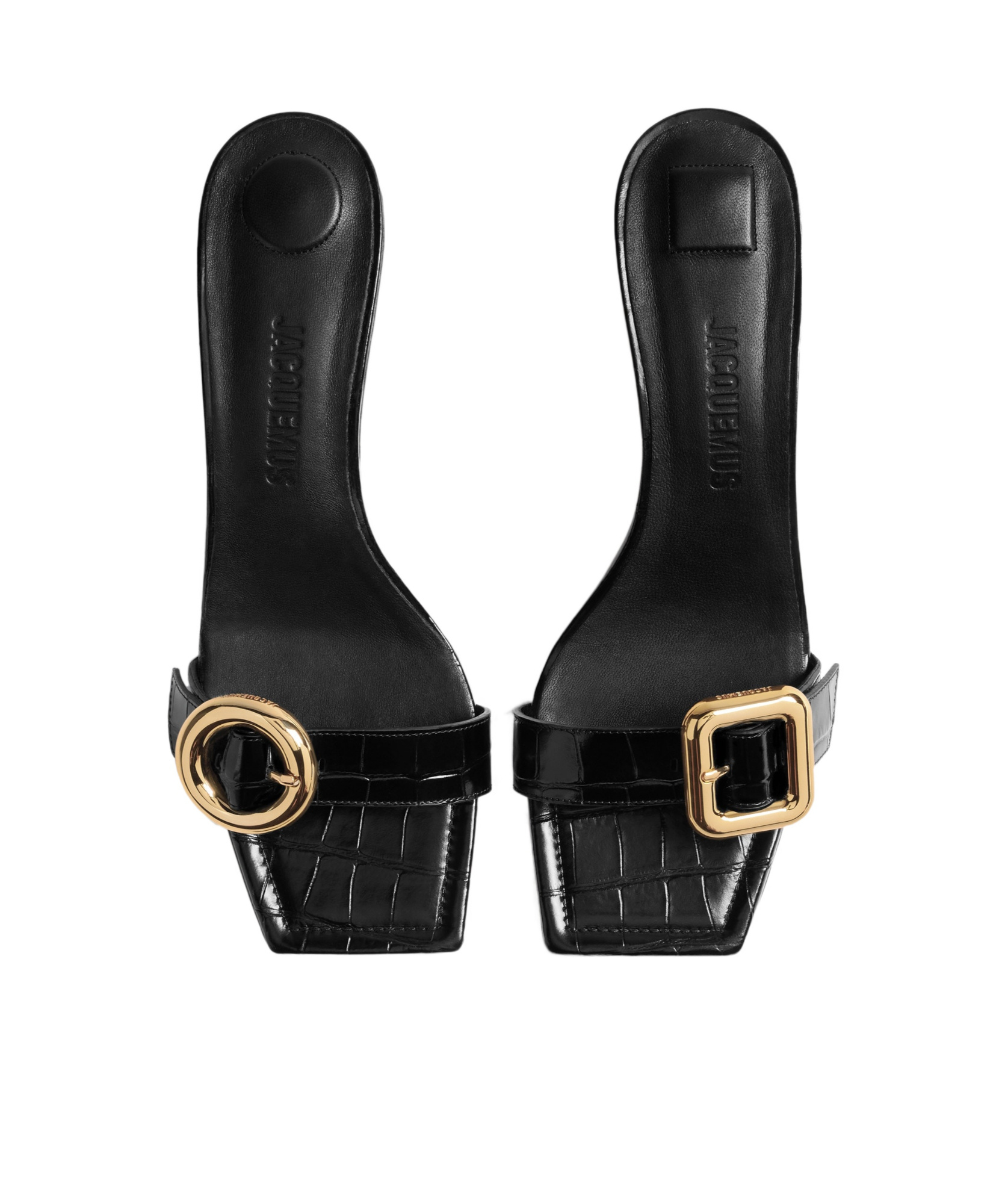 Jacquemus Square-headed High-heeled Sandals In Black