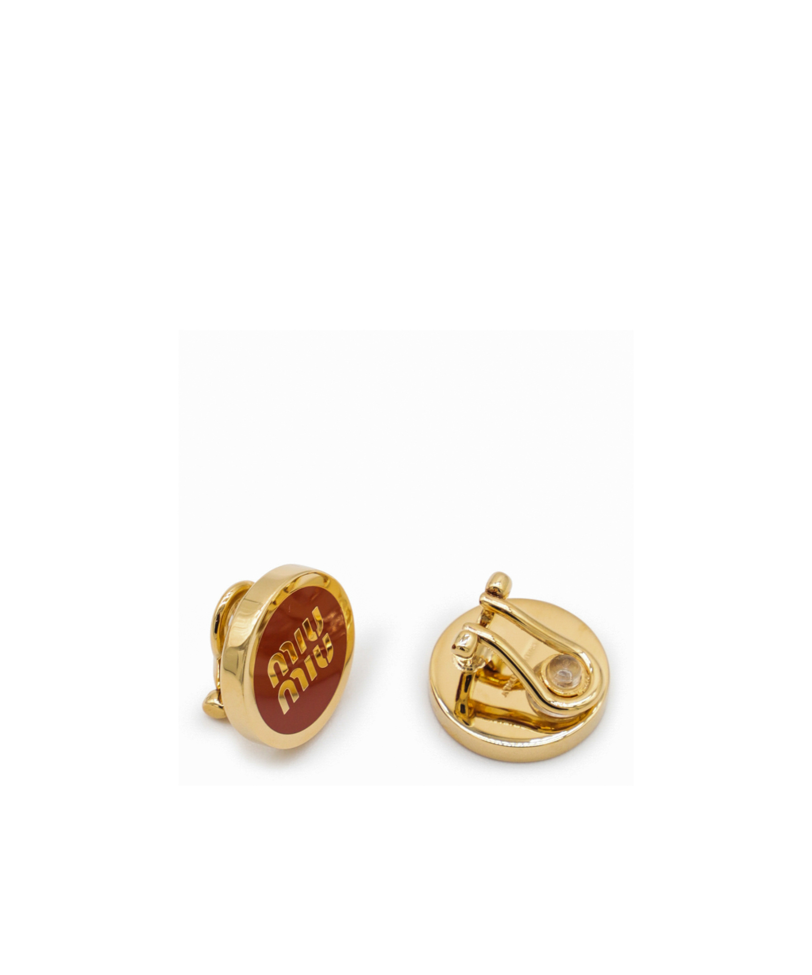 Miu Miu Round Clip-on Earrings In Red