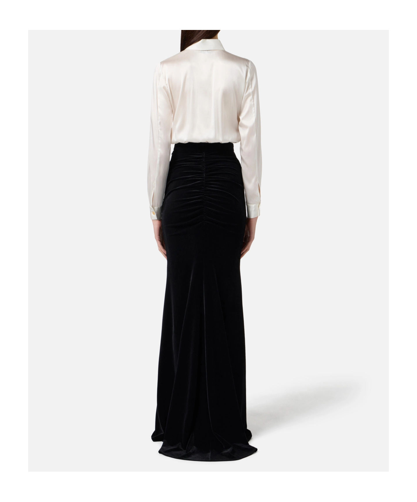 Elisabetta Franchi Pleated-front Maxi Dress In Black