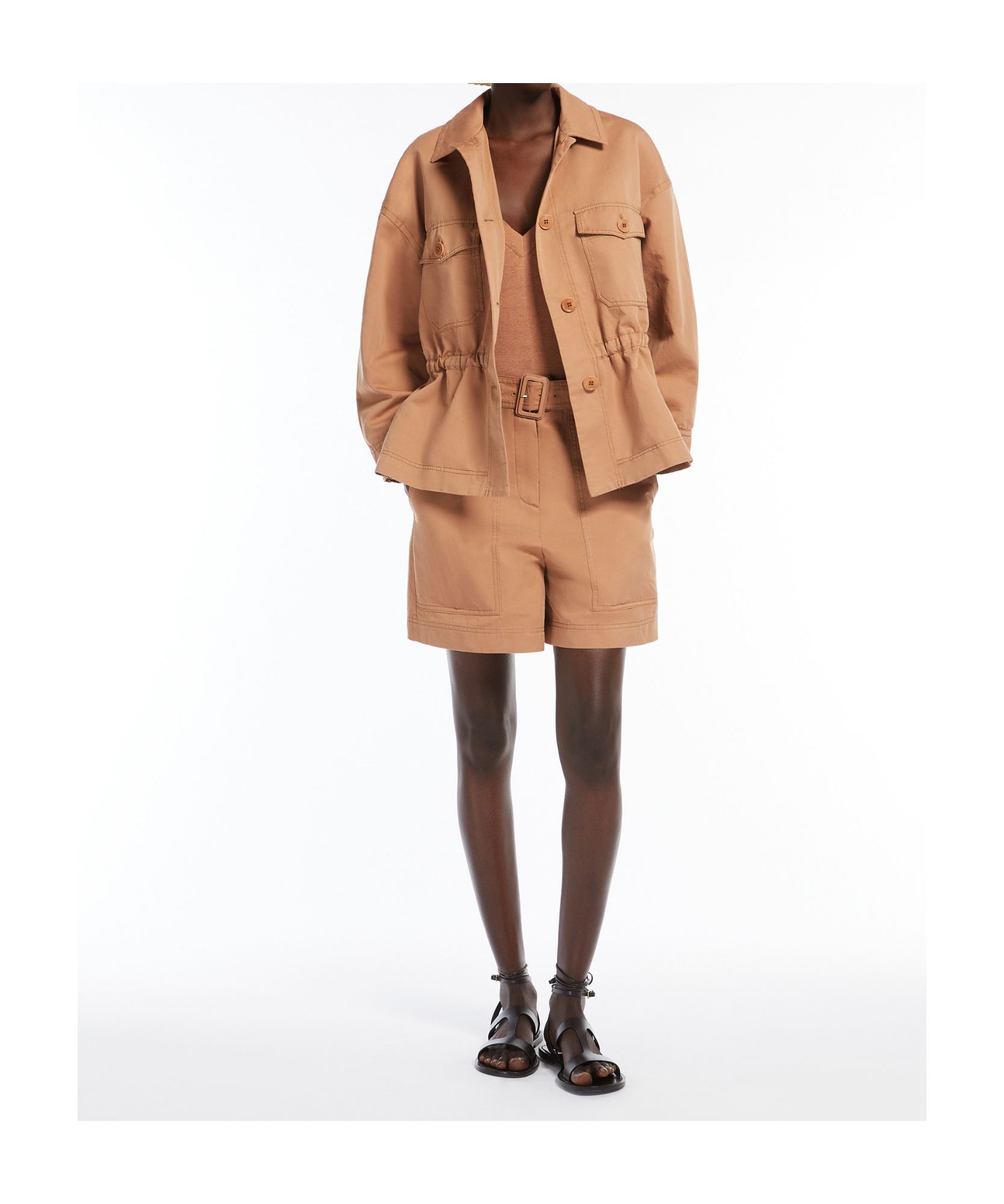 Weekend Max Mara Cotton And Linen Bermuda Shorts In Nude