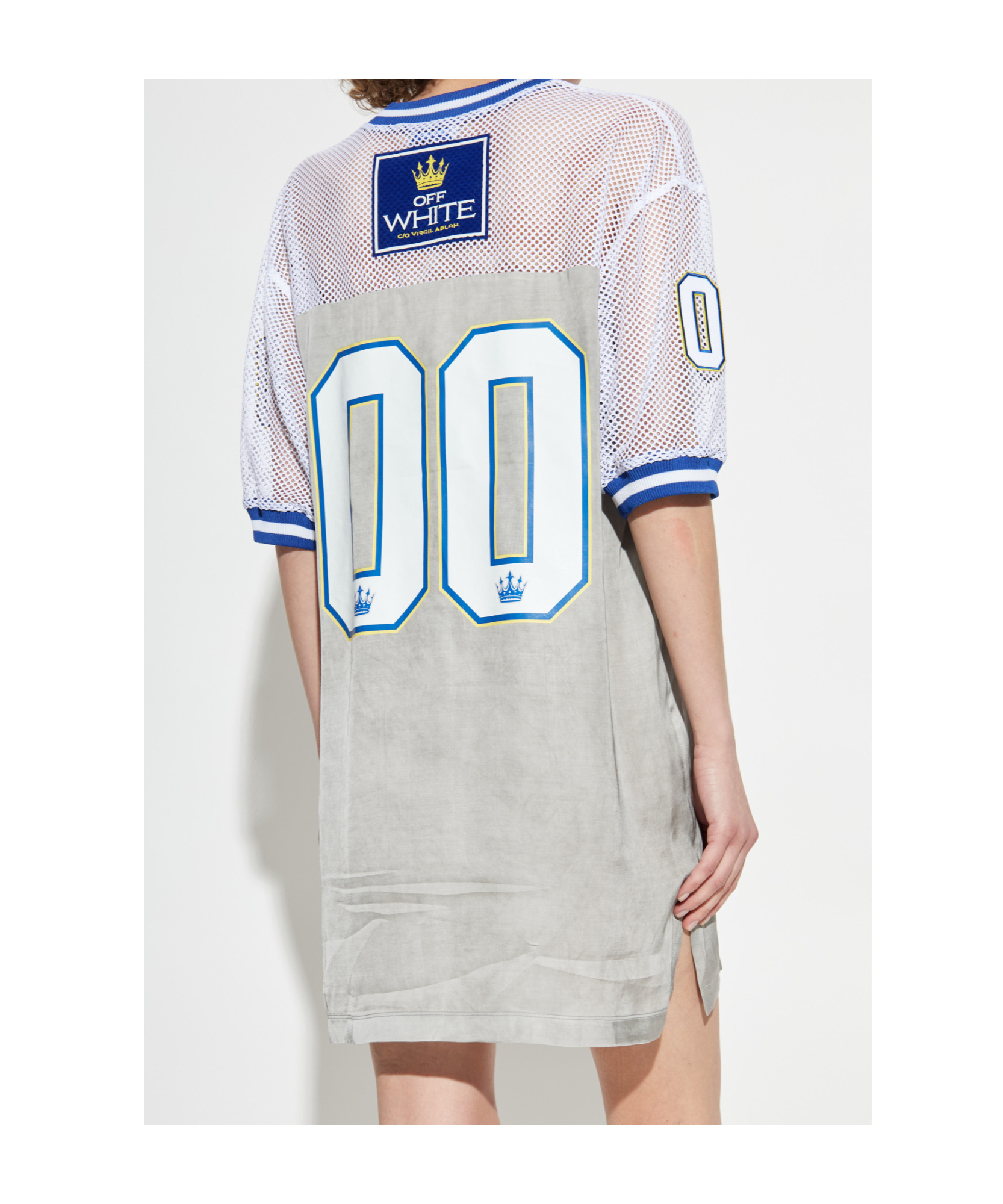 Off-white Mesh-insert Jersey Dress In Gray
