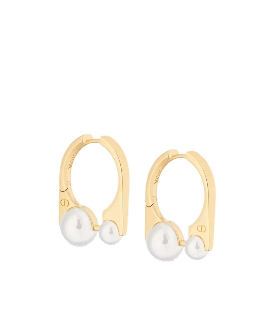 Dior Graphic Line Earrings In Golden