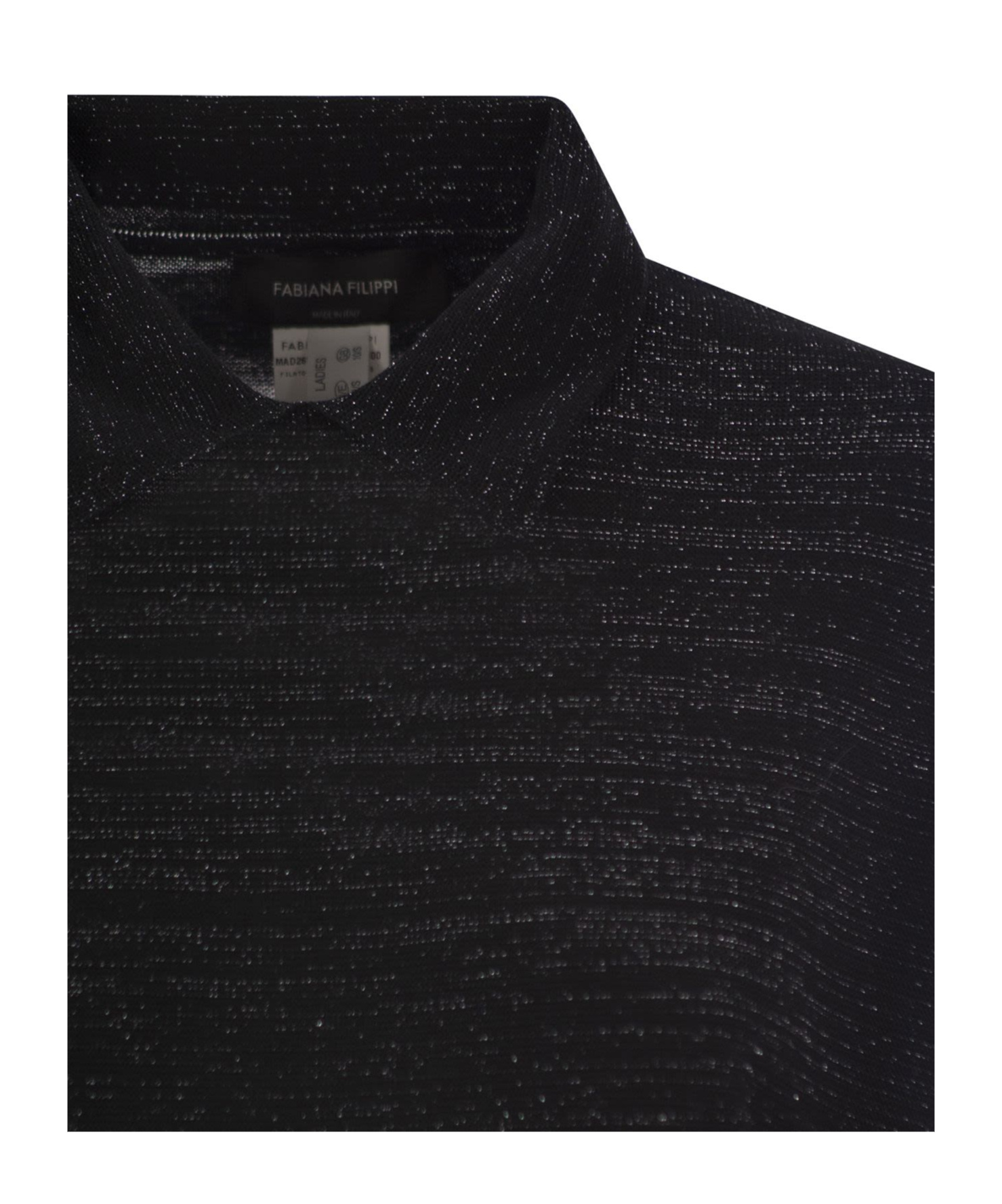 Fabiana Filippi Women's Cotton And Lurex Polo Neck Sweater In Black
