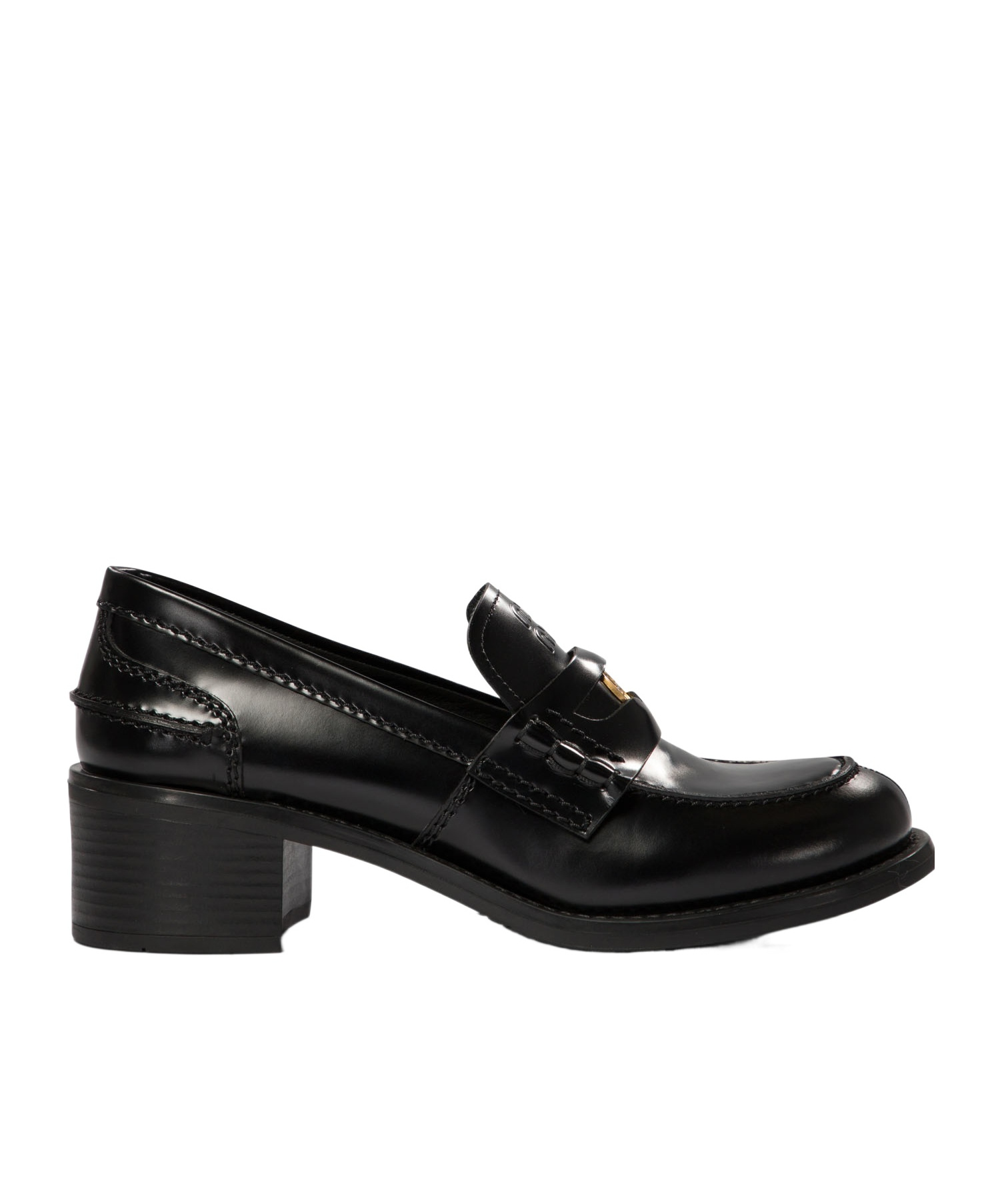 Miu Miu Penny Loafers In Brushed Leather In Black
