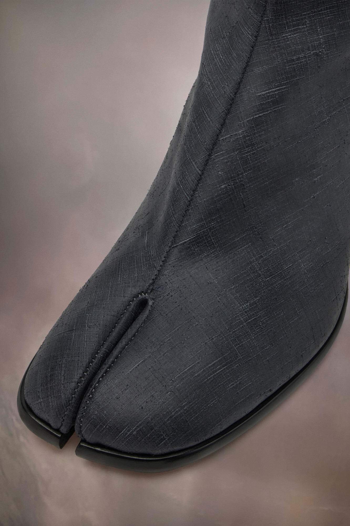 Maison Margiela Black Leather Tabi Ankle Boots In Black