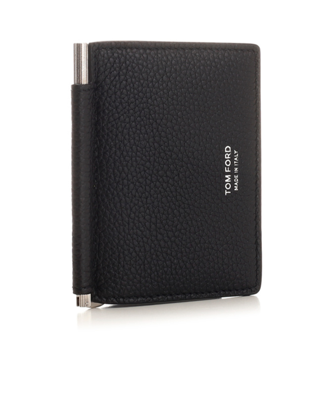 Tom Ford Money-clip Leather Wallet In Black
