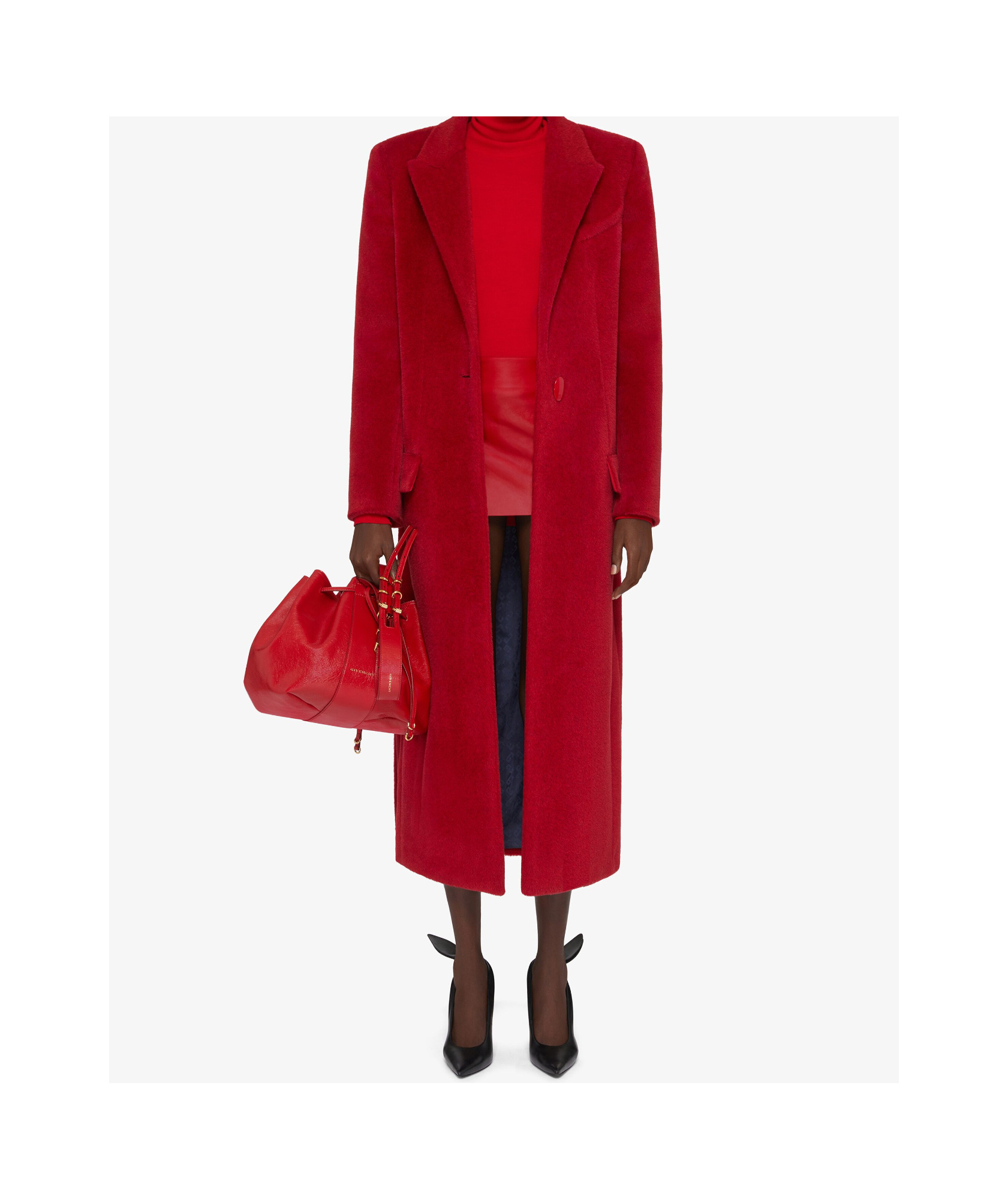 Givenchy Coat In Alpaca Wool In Red