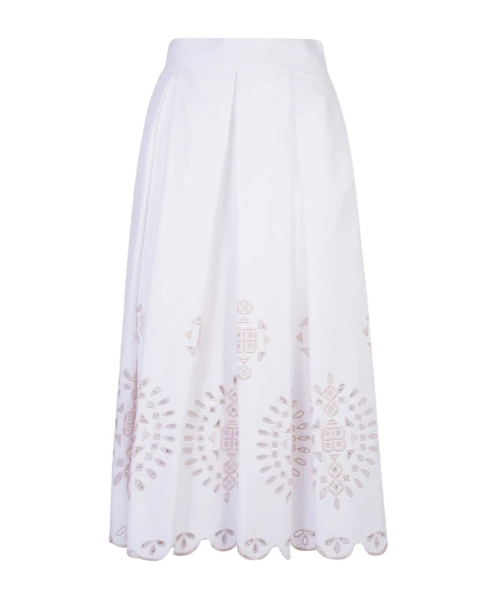 Eleventy Patterned Skirt In White