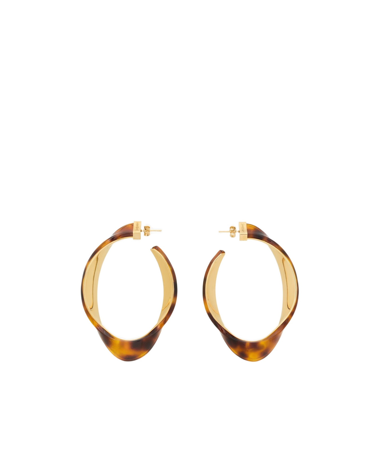 Saint Laurent Twisted Tortoiseshell Hoop Earrings In Resin In Gold