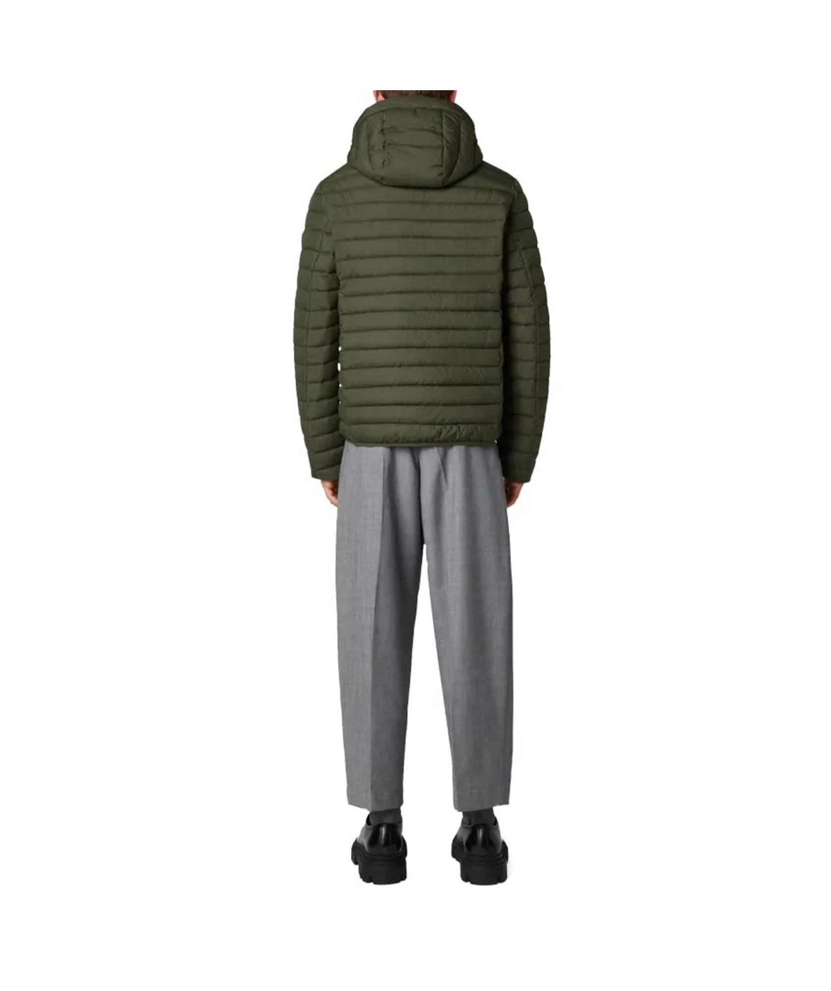 Save The Duck Quilted Green Light Jacket With Double-slider Zip Hood In Green