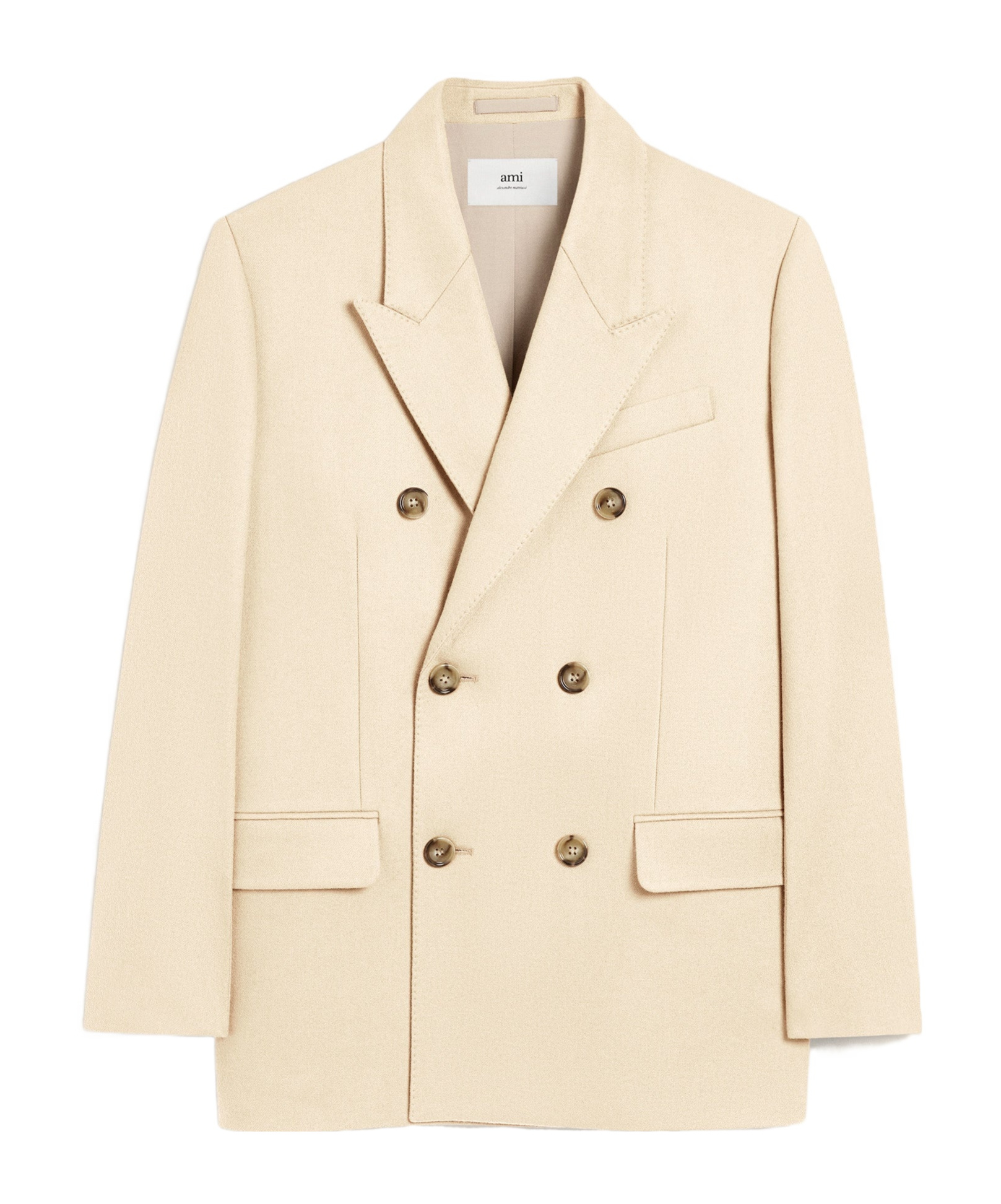Ami Alexandre Mattiussi White Wool Loose Double Breasted Jacket White In Neutral