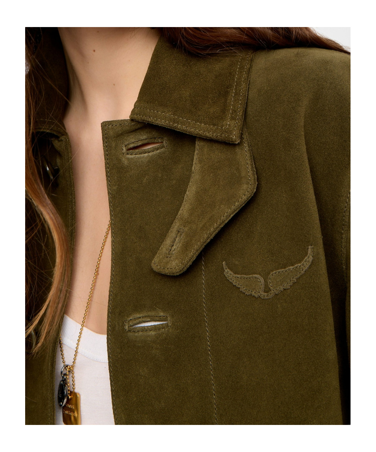 Zadig & Voltaire Womens Treillis Lessa Suede Leather Jacket In Brown