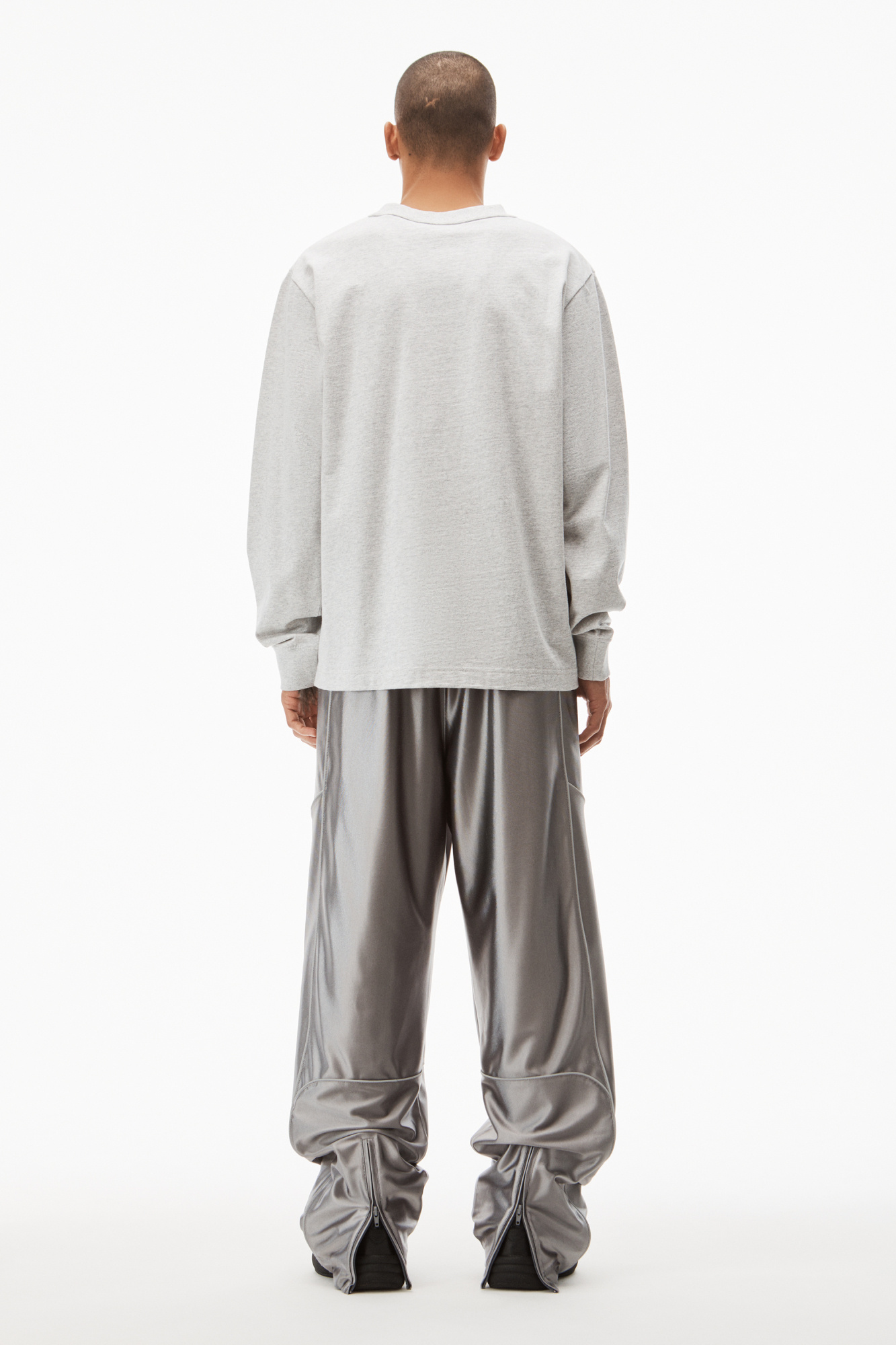 Alexander Wang Raised-logo Glitter Cotton T-shirt In Gray
