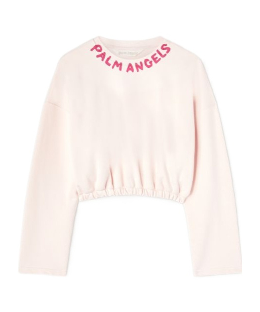 Palm Angels Bold Logo Cropped Sweatshirt In Light Pink